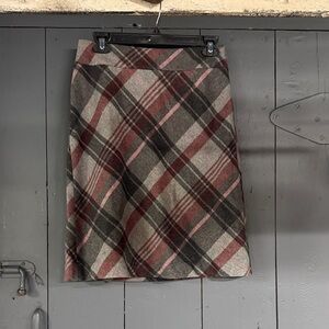 Ann Taylor Pink and Gray Plaid Pencil Skirt